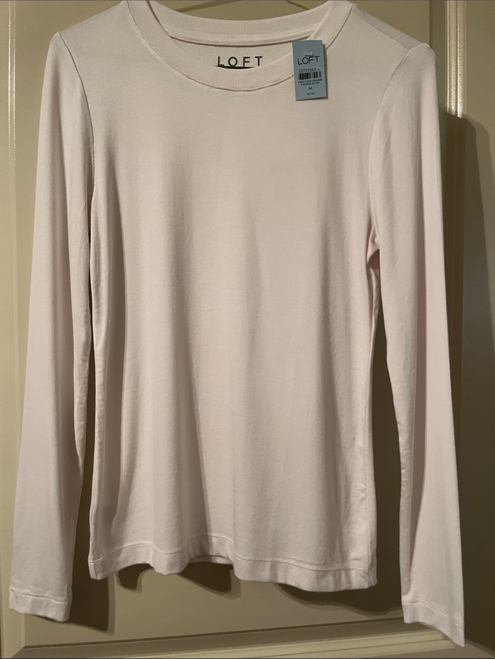 LOFT Women's Long Sleeve Crewneck Top in White, Size M, NWT
